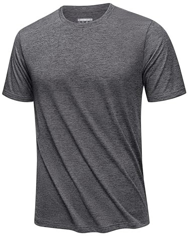 KEFITEVD Sport Tshirt Herren Funktionsshirt Atmungsaktiv Fitness Tshirt Running Shirt Herren Sport Oberteile Dunkelgrau XXL