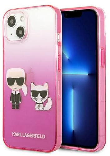 Karl Lagerfeld KLHCP13STGKCP Hülle für iPhone 13 Mini 5,4 rosa Gradient Ikonik Karl & Choupette
