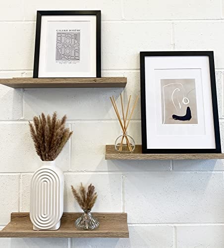 pf+a Floating Shelves Oak 50cm Shelves - Set of 3 50cm Washed Oak Modern Shelves - Wall Shelves For Bedroom, Living Room, Office, Kitchen