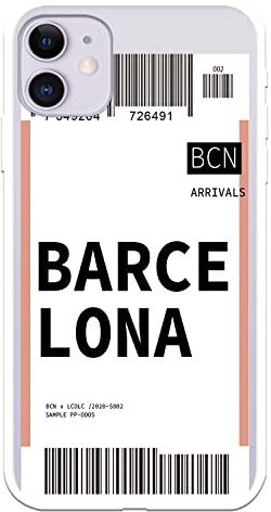 Schutzhülle für iPhone 11, Flugticket, Barcelona, transparent, zum Schutz