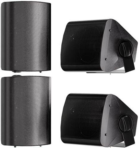 STUDIOFINIX 5.25 Pollici 600W Altoparlanti per Montaggio a Parete Altoparlanti da Esterno per Interni Resistenti alle Intemperie per Patio Garage Home,2 Paia (Nero)
