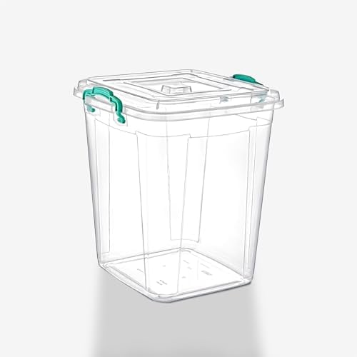 Best House 15 Litres Deep Clear Storage Box Container with Lid Square and Handles, Stackable Organizer Bin for Home, Kitchen, Garage, and Store Cloths, Boots, Toys, Food, and Accessories (Pack of 2)