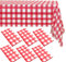 Lot de 6 nappes à carreaux vichy rouges | 137,2 x 274,3 cm | Nappe jetable en plastique rouge | Nappe en plastique blanc | Nappe de fête pour fêtes, barbecue, pique-nique, anniversaire, mariage