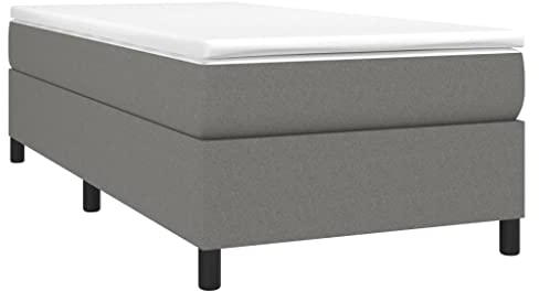 vidaXL Boxspringbettgestell, Polsterbett Bett für Schlafzimmer, Bettrahmen mit Lattenrost, Schlafzimmerbett Einzelbett, Dunkelgrau 80x200cm Stoff