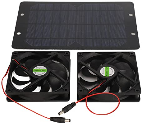 Boxwizard Ventilateur d'extraction solaire pour extérieur - Panneau solaire - Double ventilateur alimenté par panneau solaire - En plastique silicone - 10 W 12 V 2 A - Portable - Pour poulailler,