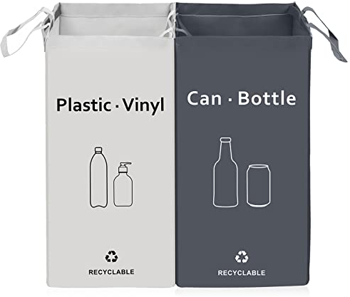 BOMEI PACK Lot de 2 bacs de déchets Poubelle Trieur à déchets Poubelle de recyclage Poubelle, pour Extérieur/Intérieu pour Papier, Verre, Plastique