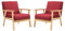 Mingone 2er Set Sessel Gepolsterter Cocktailsessel Skandinavischer Stil Loungesessel Modern Einzelsofa Massivholz für Wohnzimmer Schlafzimmer ，Rot