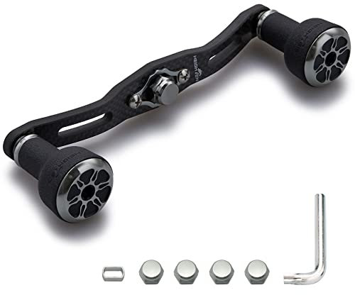 HEIGHTEN 110 mm/120 mm Angelrollengriff für Shimano Daiwa Abu Garcia Penn Kastking Lew's Baitcastrolle Power Kurbelzubehör (Schwarz & Silber, 110mm) (HT8601)