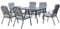 Outsunny 7 Pieces Garden Dining Set, Outdoor Rectangular Dining Table and 6 Cushioned Armchairs, Tempered Glass Top Table w/Umbrella Hole, Texteline Seats, Grey
