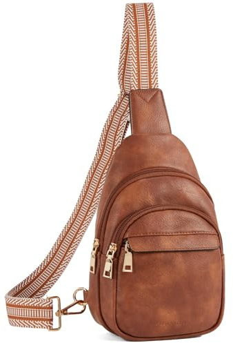 BOSTANTEN Brusttasche Damen Schulterrucksack Sling Bags Klein Umhängetasche Crossbody Bag PU Leder Bauchtasche Stylisch,Braun
