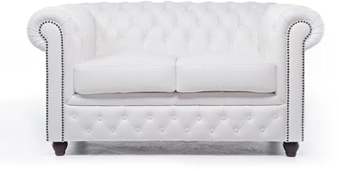 Chesterfield Sofa Brighton - The Brand | 2 Sitzer | 100% Leder, handgefertigt, Original Breite 150 cm (Weiß)