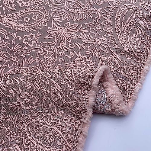 Metallischer Brokat-Jacquardstoff, glänzend, Paisleymuster, Blumenmuster, Kostüme, Kleidung, Kleider, Röcke, Bastelzubehör, Ausstellungsstoff, 137 cm breit (Meterware, Lachs)