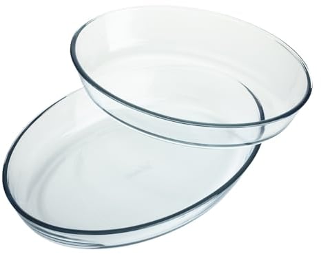Homiu Set of 2 Lasagne & Oven Dishes - 3.2L and 2.4L Casserole Dishes -Borosilicate Meal Prep Glass Baking Roasting Set - Extreme Resistance - Dishwasher Freezer Cookware Microwave Safe