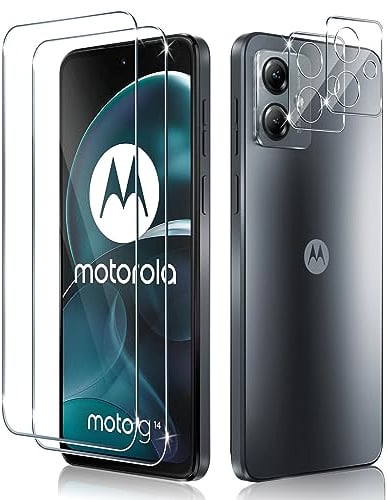 LiiLaa Schutzfolie für Motorola Moto G14 5G für Panzerglas, 2 Stück Panzer Schutz Glas Folie mit 2 Stück Kameraschutz, 9H Displayschutz Ultra-klar Schutzglas Displayfolie