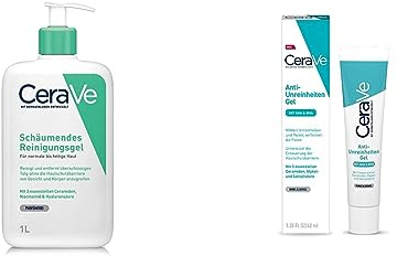 CeraVe Schäumendes Reinigungsgel für Gesicht und Körper & Anti-Unreinheiten Gel für das Gesicht