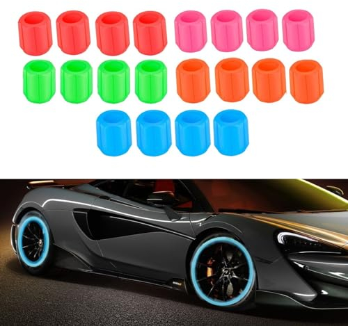 Auto Ventilkappen, 20 Stück Ventilkappen Fahrrad geeignet, Ventilkappen mit Dichtung für stabilen Reifendruck, Fahrrad Ventilkappen, Autoventil Kappe, Valve Caps Car (Multi-Colour)