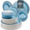Steingut Geschirrset 12 Personen Ibiza 36 tlg. TESTSIEGER, Hochwertiges Mediterranes Steingut Geschirr Set, Schüssel- und Teller Set, Tafelservice 12 Personen, Geschirrsets Pure Living in Blau