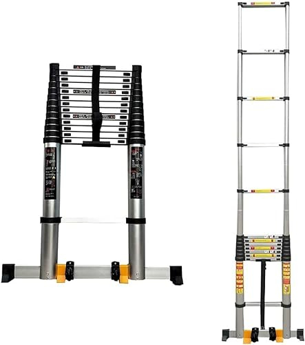 Extra hohe ausziehbare Teleskopleiter für Dachzelt, Mehrzweck mit Stabilisatorstange und Rädern (Größe: 8 m/26,2 ft) Full of Stars