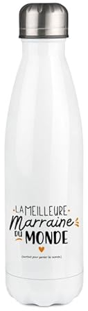 DECOHO Bouteille Isotherme Personnalisable 500 ml en Inox avec Double Paroi pour Marraine