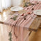 Keketo Chemin de table rustique en gaze pour mariage, fête prénatale, fête prénuptiale, décoration d'intérieur - Rose - 305 cm - 3 m