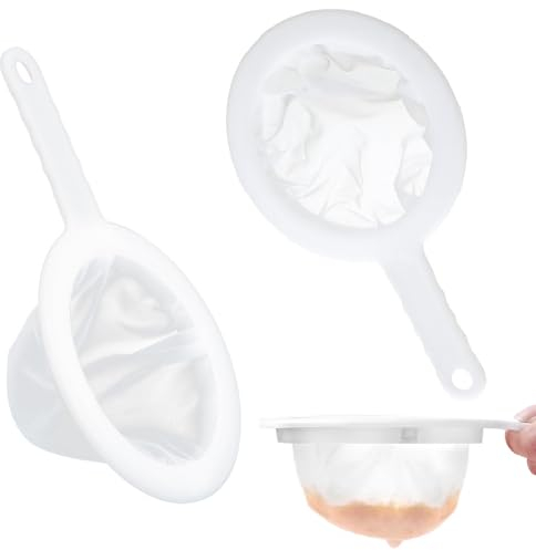 Lowats Filtros de Malla de Nailon 2 Piezas Tamiz de Filtro Malla Nailon Fino Tamiz de Filtro de Malla Colador de Jugo Pequeño Colador de Malla Ultrafina Colador con Mango 200/450 Mallas Colador Cocina