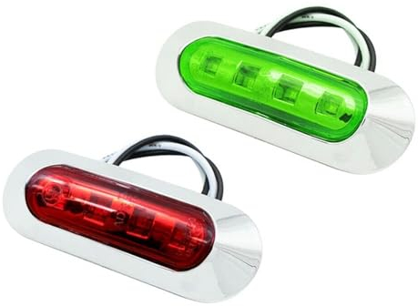 MiOYOOW 2PCS LED Navigationslichter, Wasserdichte LED Marinedecklichter Signallicht Signalleuchte Seitenbogen Licht für Nachtyacht Segelbootschiffe Rot/Grün