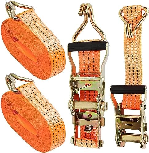 FWEEK 2 Stück 3000kg 6m Spanngurte mit Ratsche, Ratschengurt Zurrgurte mit Haken, 3t Heavy Duty Zurrgurt für LKWs, Autos, Motorräder - Orange