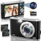 Digital Camera, 4K Autofocus Digital Camera with 32GB Memory Card Front and Rear Dual Cameras, HD 48MP with 2.8 Large Screen, 16X Digital Zoom, Rechargeable Compact Camera for Beginners (deep black)