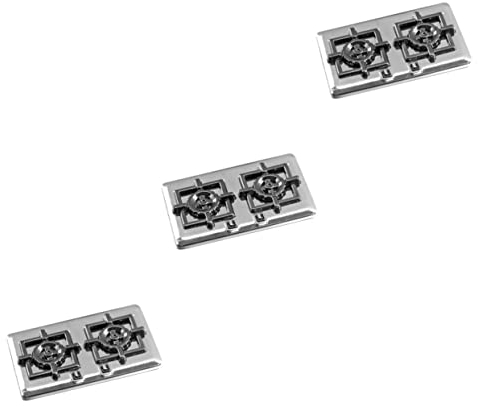 Abaodam 3 Pièces Mini réchaud à gaz Jouet des modèles Mini décoration de Maison mobilier paysager Miniature poêle Accessoires ustensiles de Cuisine Meubles