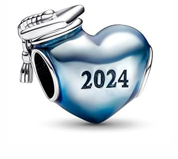 Feitery Blau 2024 Graduierung Herz Charms Anhänger Armband Geschenke zur Abschlussfeier für Klassenkameraden
