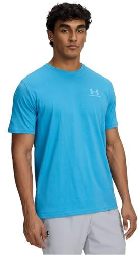 Under Armour Mens UA Left Chest Logo Short Sleeve Ether Blue/White XL