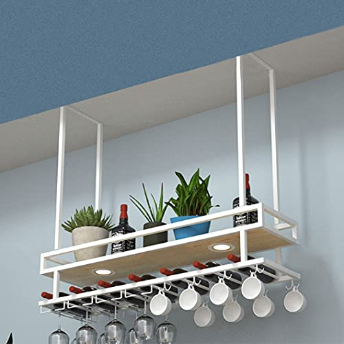 Portabottiglie per vino, portabottiglie in legno a 2 livelli, portabicchieri da vino, portabottiglie rustico sospeso, scaffale per vino galleggiante per espositore per decorazioni per la casa della cu