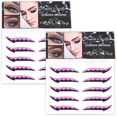 Adesivi per eyeliner cristallini 10 paia reusabile bastoncino di eyeliner stick di adesivo istantanea impermeabile sull'ombretto eyeliner Strop per vestiti per la festa rosa rivestimento in ombra
