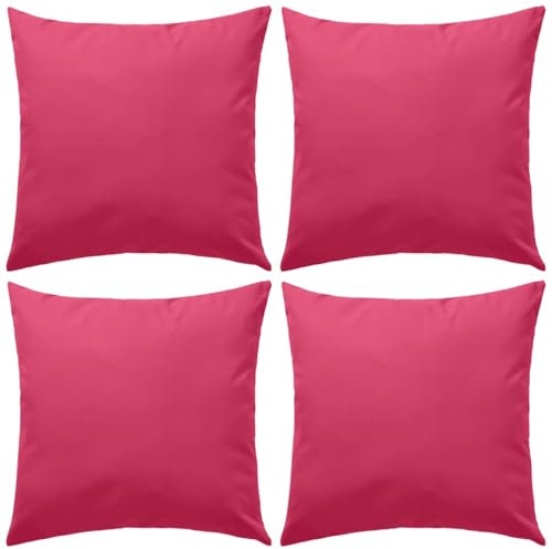 LAPOOH Lot de 4 coussins d'extérieur avec dossier pour chaises de jardin, 45 x 45 cm, rose