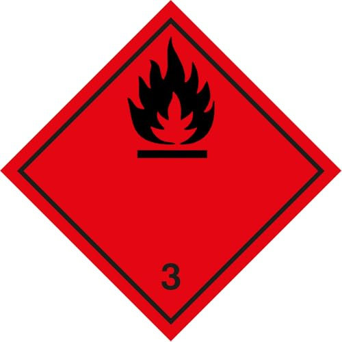 Giese-GEF Container Label - Klasse 3 Entzündbare Flüssige Stoffe - 25 x 25 cm - 12 einzelne Aufkleber aus PVC Folie - selbstklebend - ADR