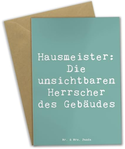 Mr. & Mrs. Panda neujahrskarte Spruch Hausmeister Macht - Geschenk, liebevoll, weihnachtskarten, handgefertigte Geschenke, Hausmeisteralltag, Grußkarten, Beruf, einladungskarten, Grußkarte, mit Herz