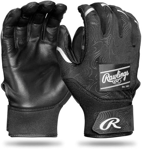 Rawlings | Youth Clout Baseball Batting Gloves | Black/Black | MED