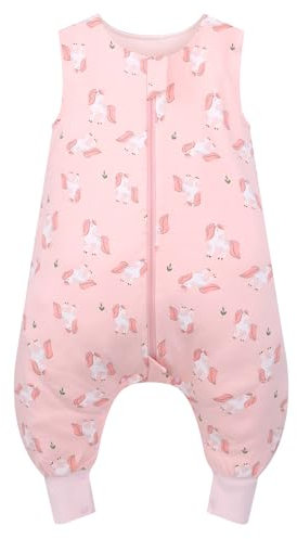 WYTbaby Schlafsack mit Füßen 1.0 Tog aus 100% Baumwolle - Weicher Ganzjahres Schlafsack Baby - Ärmellos - Ideal für Schlaf und Wärme - Perfekt für Jungen und Mädchen - 80cm