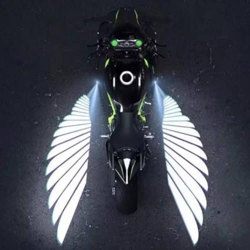 2Pcs Angel Wings Motorcycle Projection Light Kit - Universal LED Logo Projector, Waterproof Shadow Lights (White)
