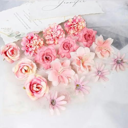 KRVDGR 16 pezzi/borsa fiori artificiali di rosa fiori di seta per la decorazione della casa bouquet da sposa fai da te accessori per ghirlande-rosa antico