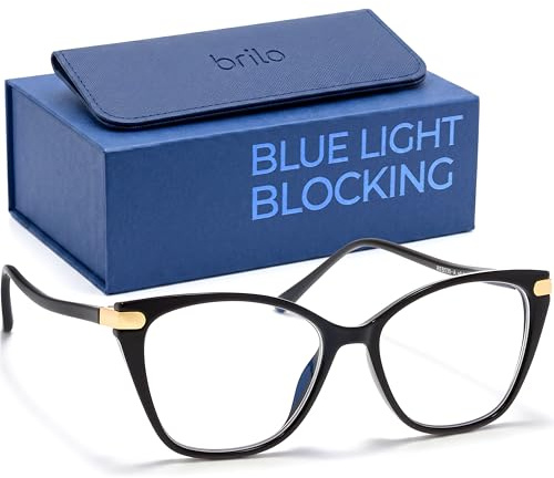 BRILO Blaulichtfilter Computerbrille Nullen Damen, Blue Light PC Glasses, Blaufilter Brillen, Bildschirmbrille mit Ohne Stärke, Fensterglas Blaulichtfilterbrille, Blaulicht Blaufilterbrille