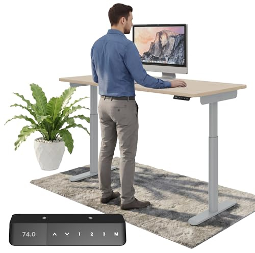 Ergotopia Desktopia One höhenverstellbarer Schreibtisch | elektrischer Schreibtisch höhenverstellbar | Bürotisch höhenverstellbar, Verstellbarer Tisch TÜV-geprüft, 7 Jahre Garantie 160x80 cm