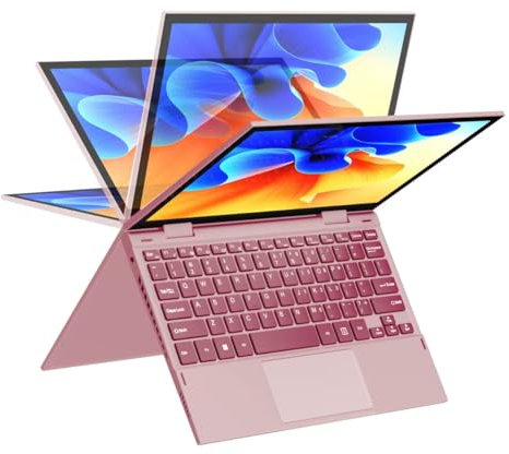 Yoga 10.95'' 2 in 1 Pink Mini Laptop with Touchscreen,FHD Display, Intel 12th Gen N95 CPU (Up to 3.4GHz),16GB DDR5 RAM,512GB NVMe SSD,360° Rotatable Design,Type-C,BT,Wi-Fi,Backlit Keyboard (1TB)
