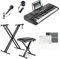 61 Keys Digital Electric Keyboard Piano for Adults - 24 Demonstration Songs, Teaching Music Instruments With Microphone (Piano + Stand + Chair)
