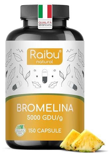 Bromelina Forte Drenante 5000 GDU/g - Bromelina Gastroprotetta ad Alto Dosaggio - Azione Drenante & Detox - Enzima Naturale da Ananas - 150 Capsule
