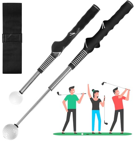 wlertcop Retractable Golf Training Aids, Golf Swing Training Aid With Arm Posture Correction Band, Adjustable Golf Grip Trainer, Golf Grip Trainer Attachment for Strength Tempo Training Chipping