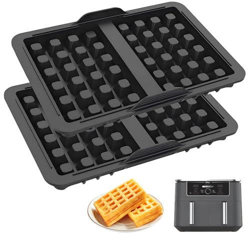 2Pcs Moules à Gaufres Belges en Silicone pour Friteuse Ninja AF400EU, AF500EU, AF451EU et AF500DE, Moule Air Fryer Accessoires, Double Insert pour Bac de Cuisson, Accessoires de Gaufres Belges