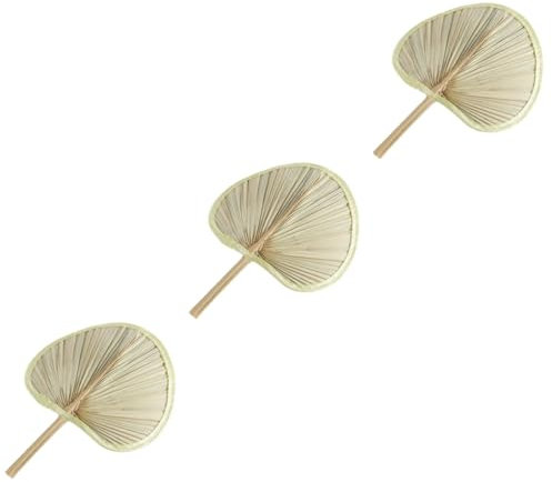 TOPBATHY 3 Piezas De Abanico De Mano con Forma De Hoja De Plátano Decoración De Pared Accesorio De Abanico De Madera Ventilador De Refrigeración Hecho A Mano