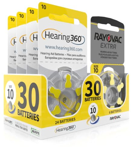 Hearing360 Batterie per apparecchi acustici Rayovac Extra e Hearing360 misura 10 gialle (5 blister, 30)