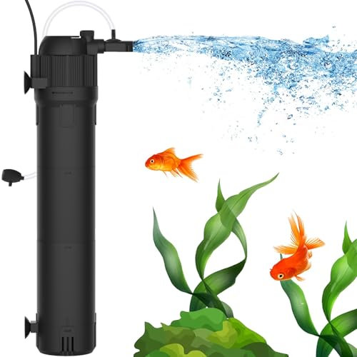 Filtro Acuario, Bomba Filtro Acuario Ajustable 800L/H, Filtro Interno Acuario Silencioso de 8W con Eliminación de Algas/Oxigenación/Circulación de Agua para Acuarios Pequeños de Hasta 250L.